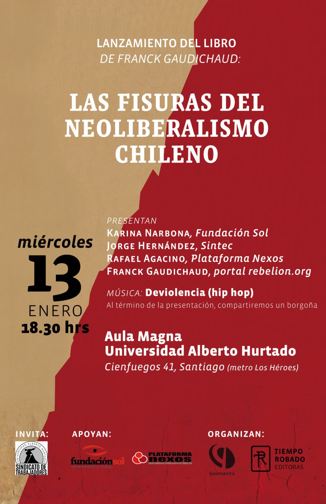 Lanzamiento «Las fisuras del neoliberalismo» 13 de enero 2016 a las 18.30 hrs